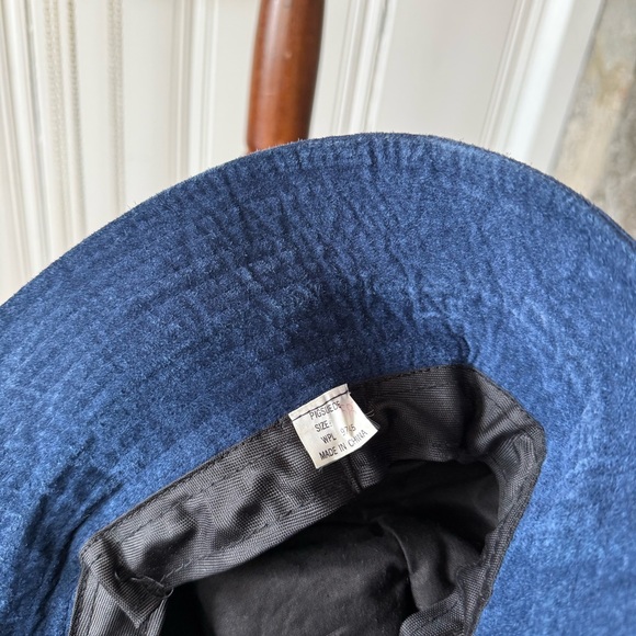 Vintage Pig-suede Leather Blue Bucket Hat - Picture 6 of 6